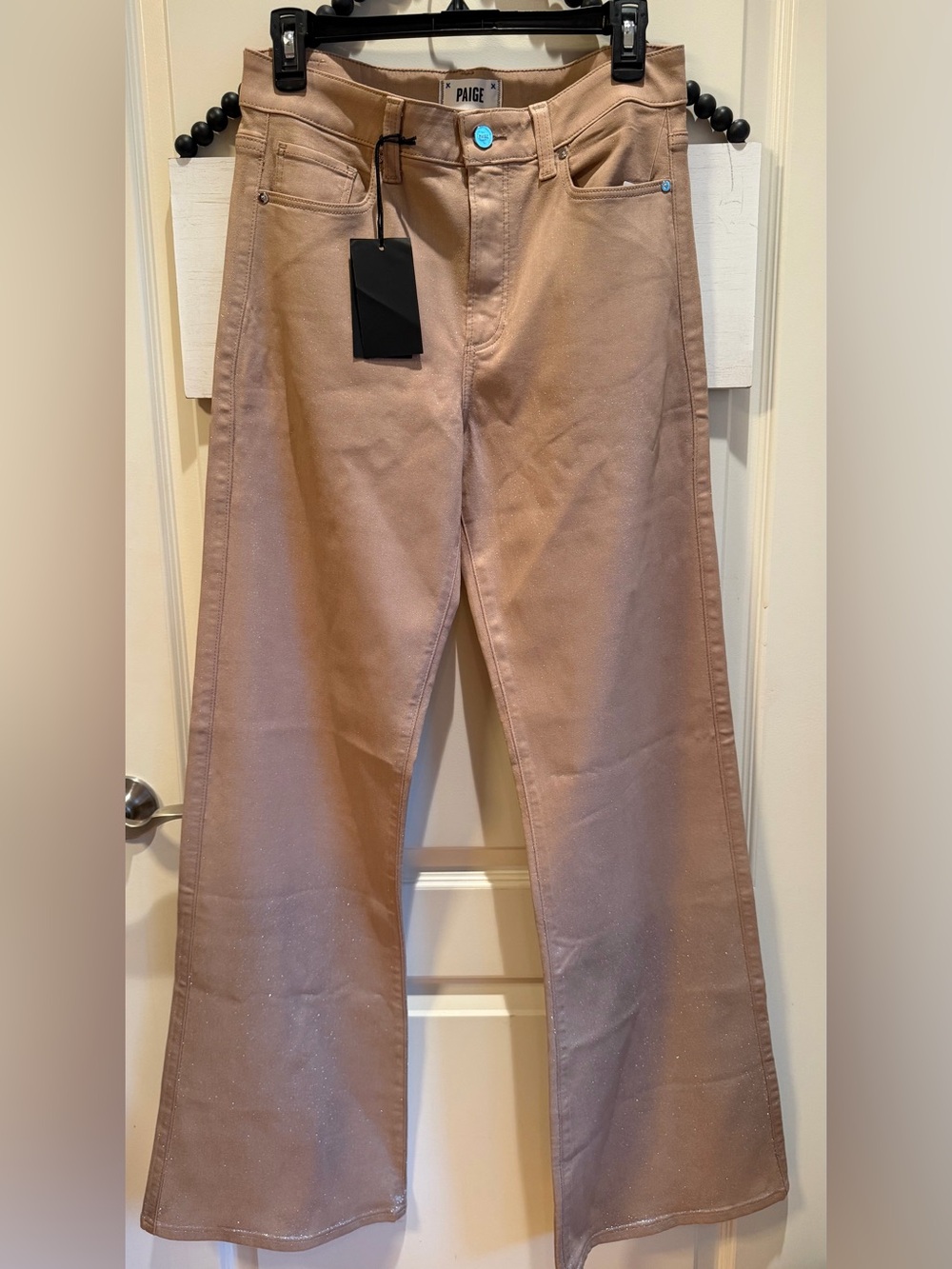PAIGE Leenah Wide Leg Tan Silver Ombré Coated Jeans Denim Pants 28 6 8 10 NWT - Picture 10 of 10